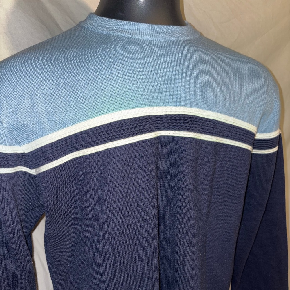 Point Zero Crew Neck Pullover Sweater 2 Tone Blue… - image 1